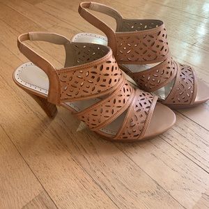 Deep tan strappy heels